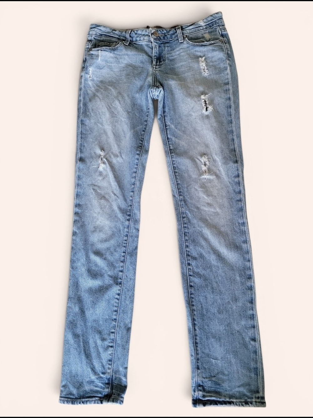 PAIGE Jimmy Jimmy Skinny Boyfriend Jeans Womens 26 Distressed Light Wash Floral